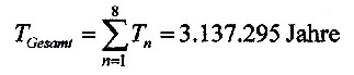 Gesamtsumme aller Entwicklungszeiten